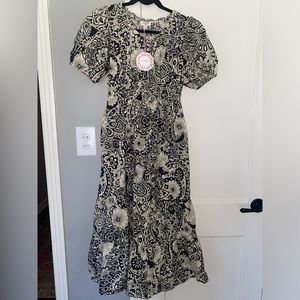 Umgee abstract black floral print midi dress